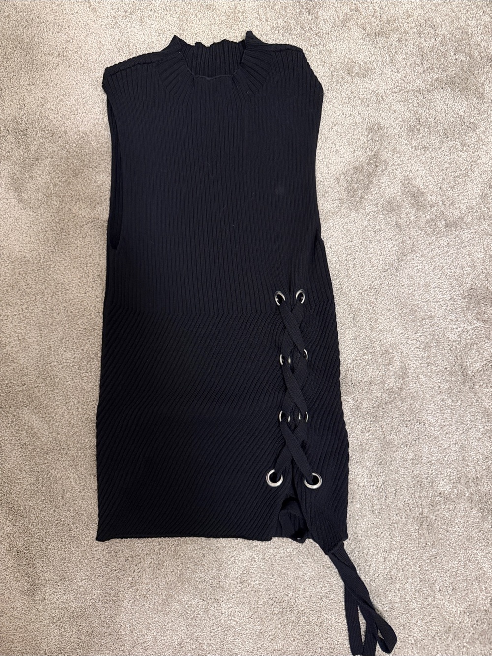 Express Black Ribbed Lace-Up Tank